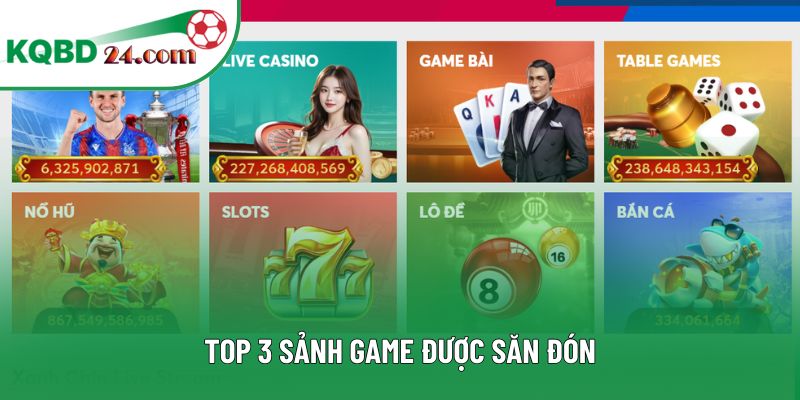 Top 3 sảnh game được săn đón